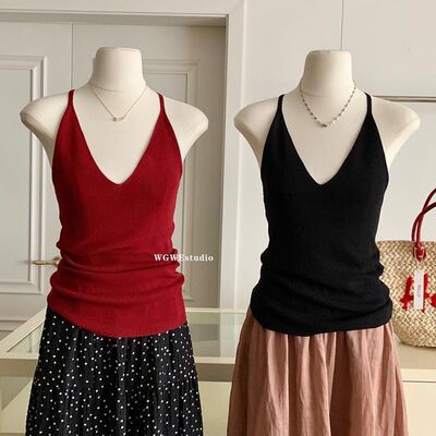 极简主义tote三色工字纯欲背心显瘦百搭修身吊带上衣