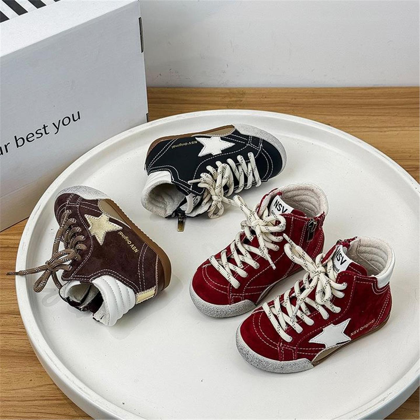 韩国BORA│2026春秋新款男女童星星运动鞋休闲板鞋儿童复古脏脏鞋