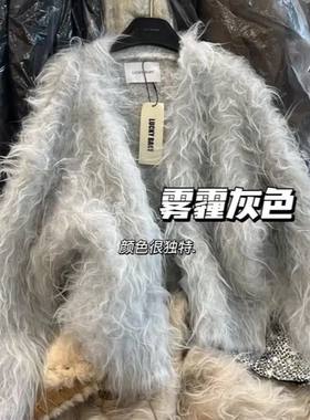 东大门仿水貂毛短款针织外套女