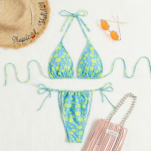 新款比基尼泳衣热卖三点式碎花性感分体泳装bikini泳衣女