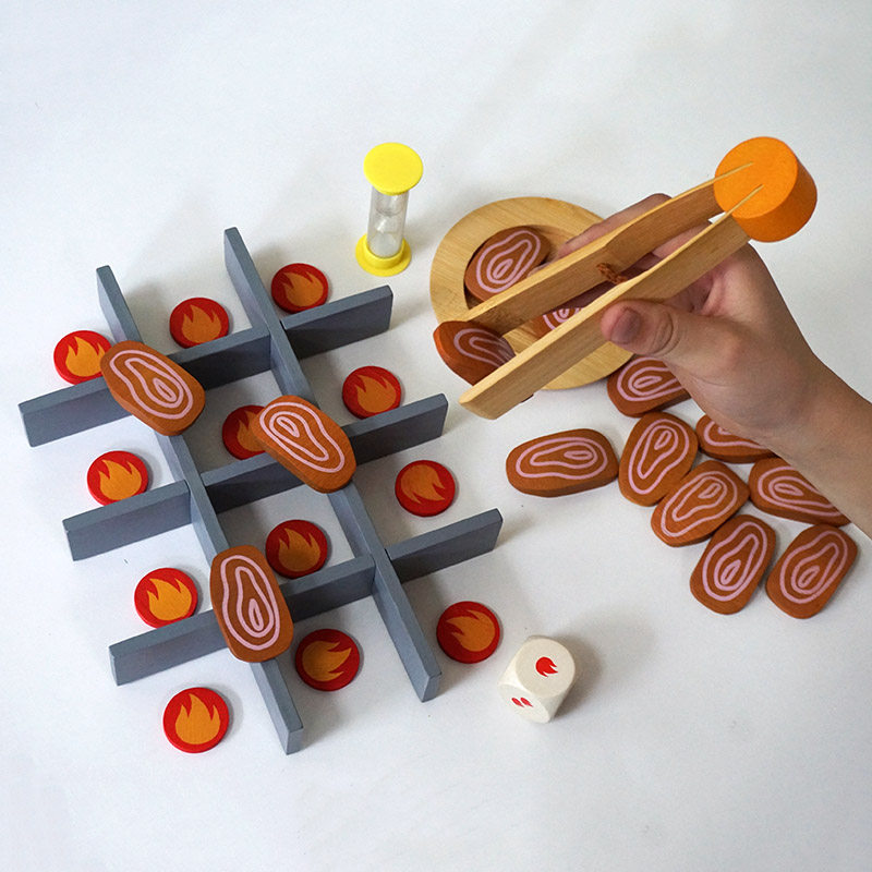 4세 이상 환경 친화적인 나무 재미있는 바베큐 플레이 하우스 바베큐 야외 대나무 게임 교육 보드 게임 장난감