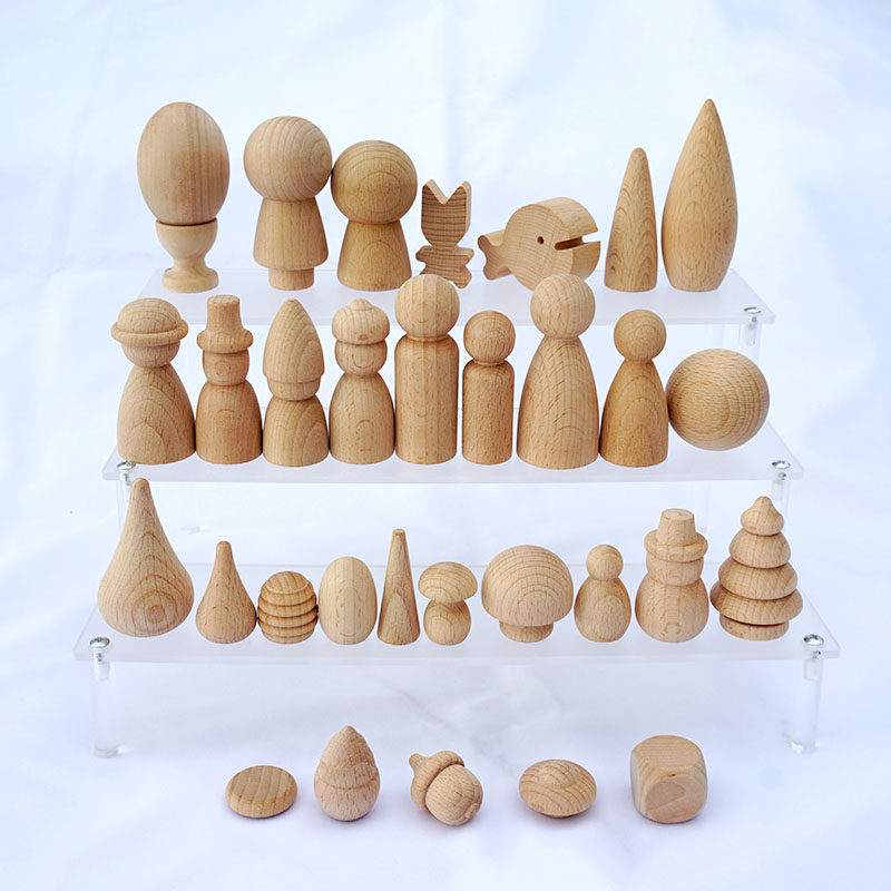 Đồ chơi xếp hình gỗ nguyên chất cho trẻ em, con rối bằng gỗ, tinh dầu, con rối gỗ tự nhiên, trứng nấm, bé trai bé gái