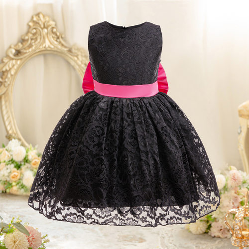 classic black lace girls formal gown elegant princess dress