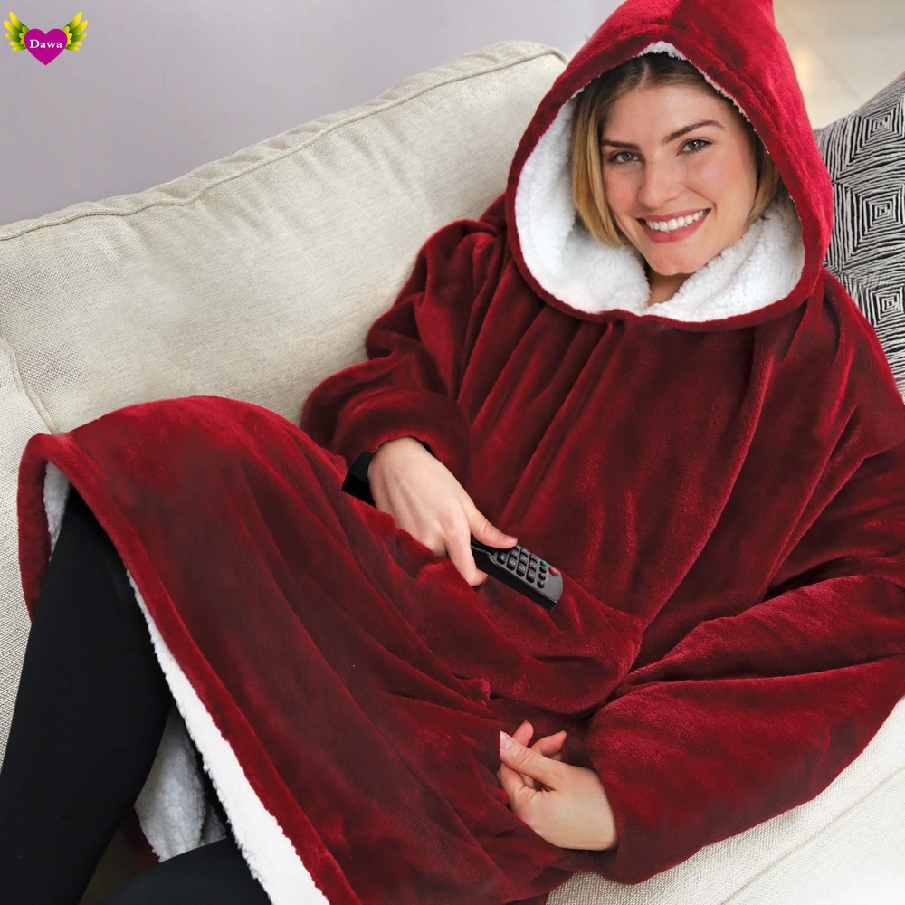 Plush Fleece Sherpa Blanket Warm Pocket Hoodie TV Blankets