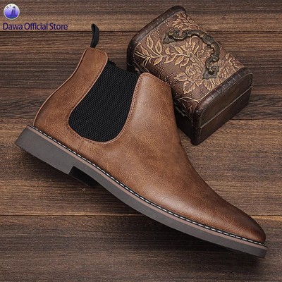 英伦风男鞋切尔西短筒皮靴子