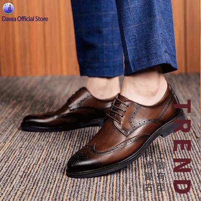breathable casual leather carved men's business formal shoes