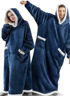 Long Flannel Blanket with Sleeves Winter Hoodies Pullover