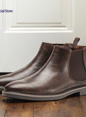 皮鞋一脚蹬皮靴商务切尔西靴男