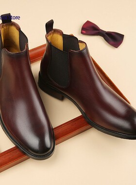 Autumn Winter Genuine Leather Shoes For Men Chelsea Boots