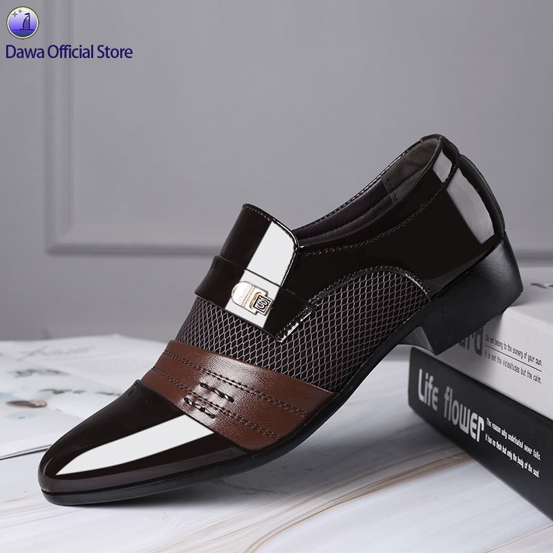 summer men leather breathable business dress shoes party
