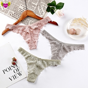 Women Cotton Lace Panties Sexy Low Waist Underwear Thong内裤