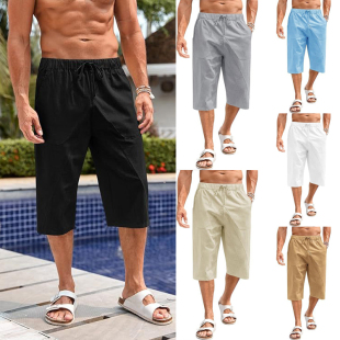 Hip Shorts Cotton Casual Sports Hop Men Linen Thin Summer