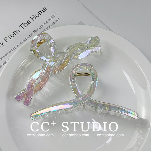 韩国麻花款鲨鱼夹幻彩高级感抓夹