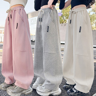 女童春季弯刀阔腿裤百搭风2026新款春秋中大童休闲裤长裤运动裤子