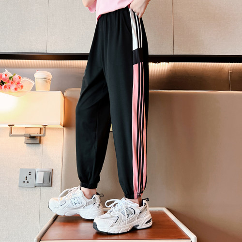 女童裤子夏季薄款冰丝速干外穿