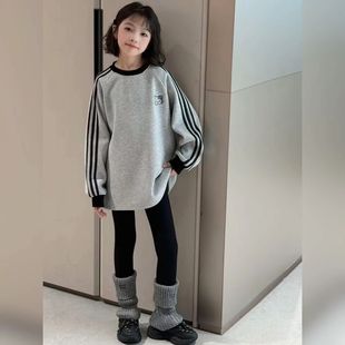 女童长袖t恤儿童上衣秋装2025新款秋冬加绒打底衫大童kitty卫衣