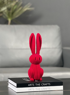 现代轻奢简约树脂植绒电镀兔子猴子摆件样板间儿童房卡通动物摆设