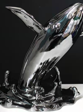 现代极简简约创意鲸鱼树脂摆件样板间售楼处客厅电视柜装饰饰品