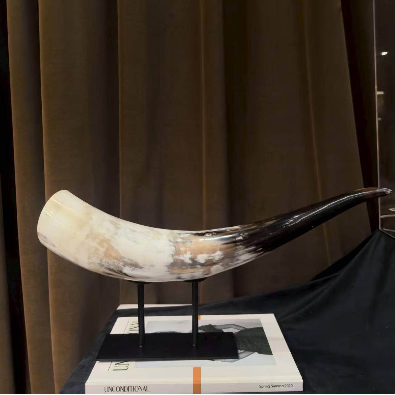 中古风复古风天然牛角创意装饰品摆设样板间售楼处高端牛角摆设