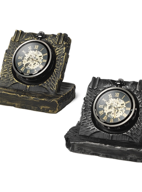 中古风复古风手工合金创意钟表摆件样板间售楼处少众高端书房钟表