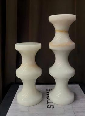 中古风西班牙进口几何烛台样板间少众天然玉石创意烛台装饰品摆件