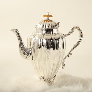 中古风复古风印度进口黄铜雕花高端冷水壶样板间售楼处少众银壶