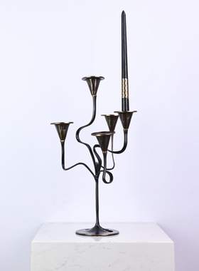 现代轻奢进口黄铜烛台装饰摆件