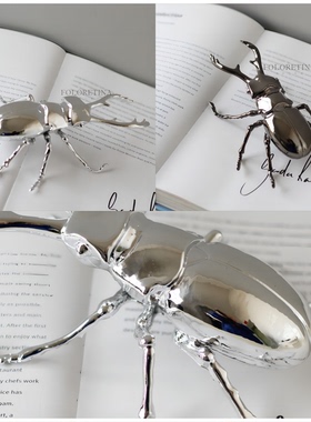 现代轻奢简约金属电镀昆虫创意摆件样板间售楼处桌面甲壳虫装饰品