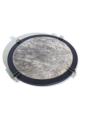 现代轻奢简约不锈钢马毛几何托盘样板间售楼处桌面皮革实木收纳盘