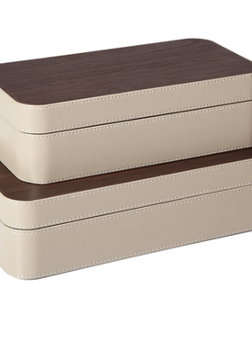 现代皮革纸巾盒样板间装饰品