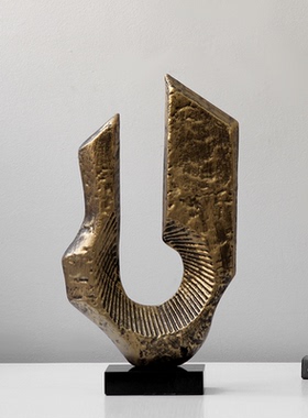 老钱风复古风金属铸造异形抽象小雕塑摆件样板间售楼处装饰品摆设