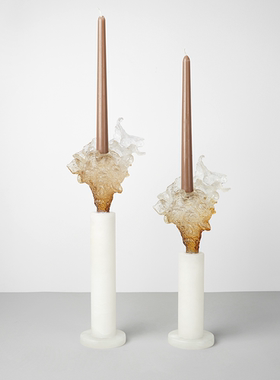 现代简约西班牙云石几何创意烛台装饰品样板间售楼处桌面小众烛台