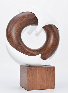 现代简约树脂水转印几何抽象艺术雕塑样板间售楼处小众雕塑装饰品