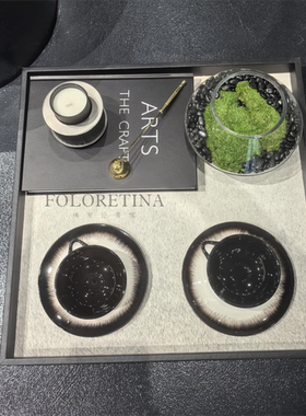 现代轻奢简约意大利餐叠样板间售楼处茶几桌面组合装饰品摆设烛熄