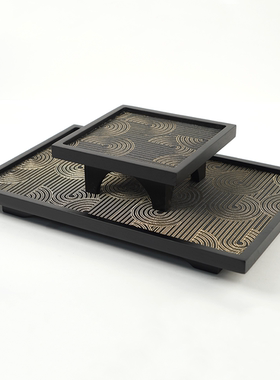 新中式进口实木托盘摆件