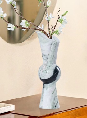 现代轻奢简约丹东绿天然大理石几何创意花器样板间卧室花瓶装饰品
