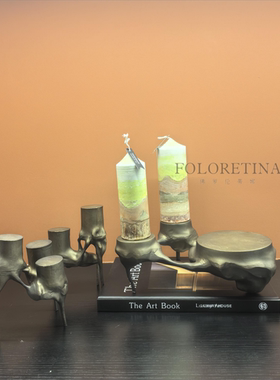 中古风复古高级烛台摆件样板间轻奢简约餐桌茶几台面蜡烛台装饰品