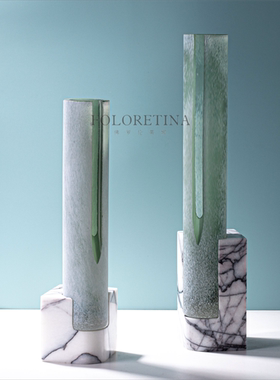 现代轻奢简约手工玻璃创意花器摆件样板间售楼处桌面琉璃花瓶摆设