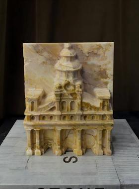 中古风复古风天然大理石罗马柱书档摆件样板间售楼处高端城堡摆件