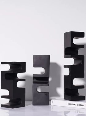 北欧现代黑白艺术几何雕塑摆件样板间酒店售楼处艺术品创意摆设