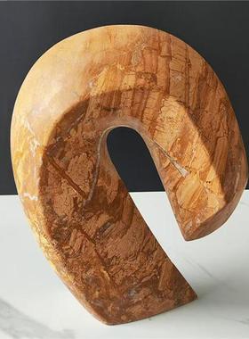 现代极简约轻奢大理石雕刻摆件