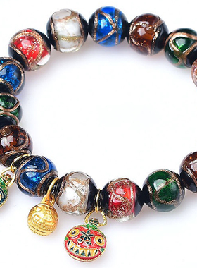 弹幕情侣款琉璃珠五彩多宝吞金兽