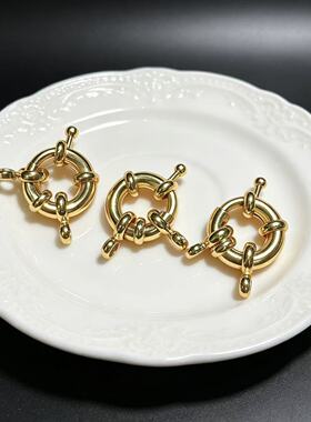 DIY饰品配件铜镀真金保色水手扣复古方向盘扣项链弹簧扣