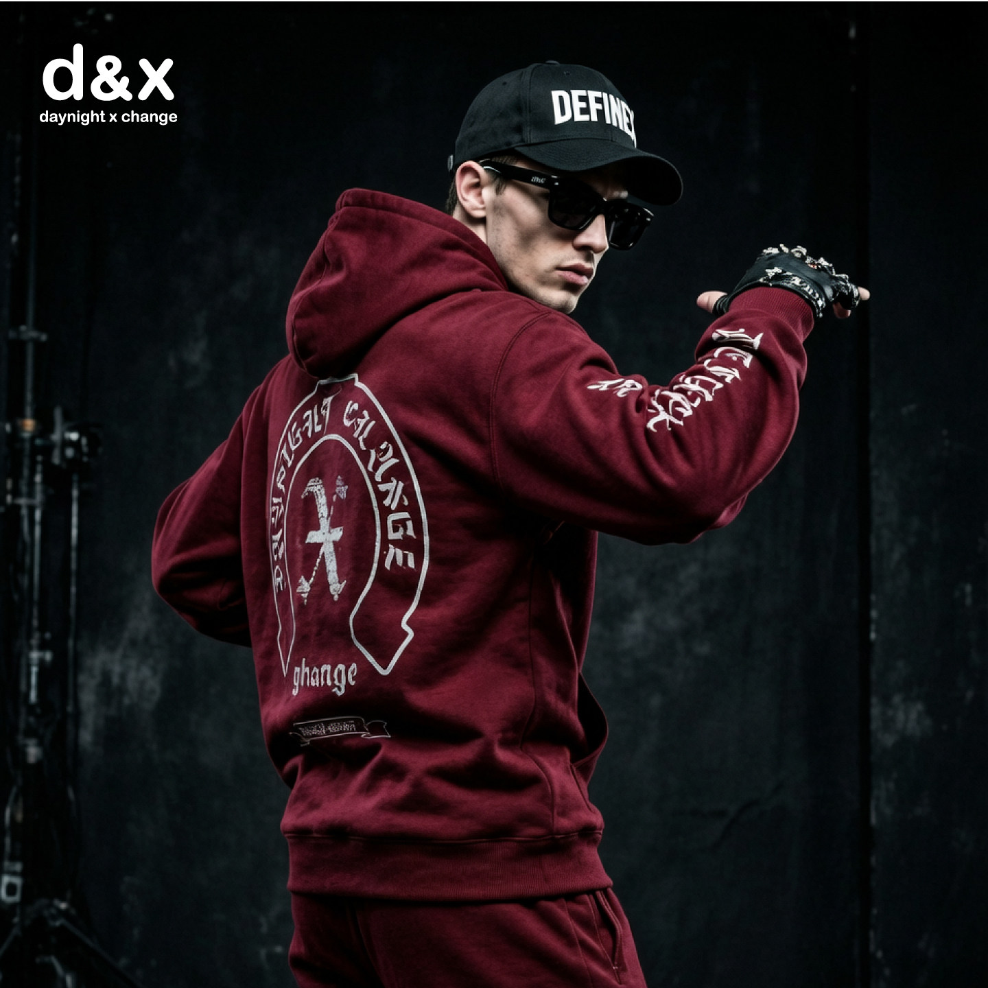 DX潮牌美式复古印花连帽卫衣字母印花马蹄图案潮流慵懒涂鸦长袖