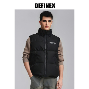 美式 DEFINEX23冬季 立领麂皮绒保暖白鸭绒坎肩羽绒马甲 商场同款