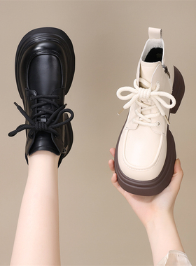 白色厚底马丁靴女2025新款秋冬加绒英伦风低帮短靴轻便软底大码41