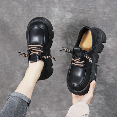 英伦风中跟小码34单鞋女配裙子