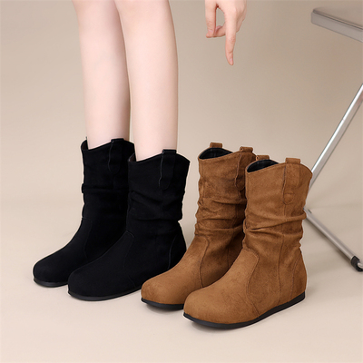 一脚蹬反绒皮马丁靴女软底轻便