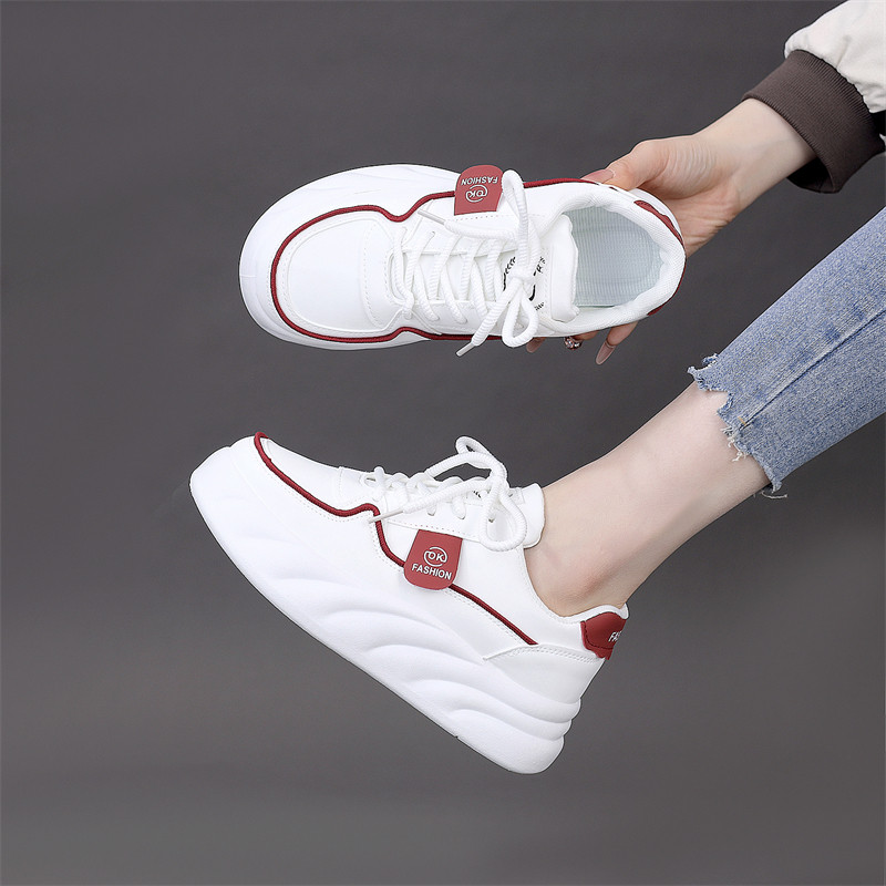 厚底增高休闲鞋女2025新款春季学生小白鞋软底轻便浅口系带板鞋,女鞋,时尚休闲鞋,淘宝优惠券,粉丝福利购,淘宝优惠卷