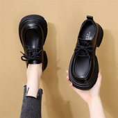 真皮软底配裙子单鞋 乐福鞋 秋季 厚底显脚小系带小皮鞋 女款 2026新款